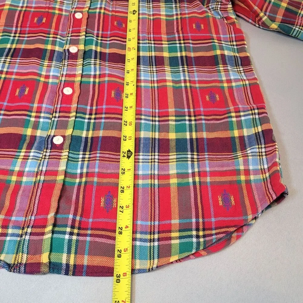 Polo Ralph Lauren Shirt Mens XL Multi Plaid Button Down Flannel Madras Navajo